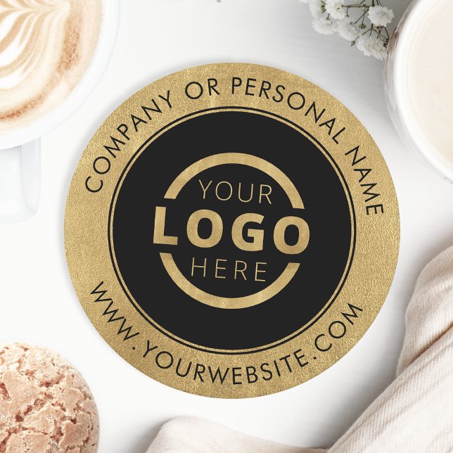 Custom Promotional Business Logo Branded Gold Round Paper Coaster (Creator Uploaded)
