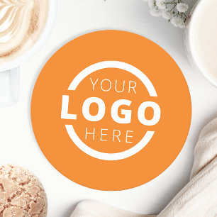 Custom Promotional Business Logo Branded Orange Round Paper Coaster