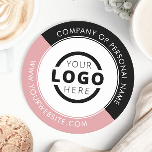Custom Promotional Business Logo Branded Pink Round Paper Coaster