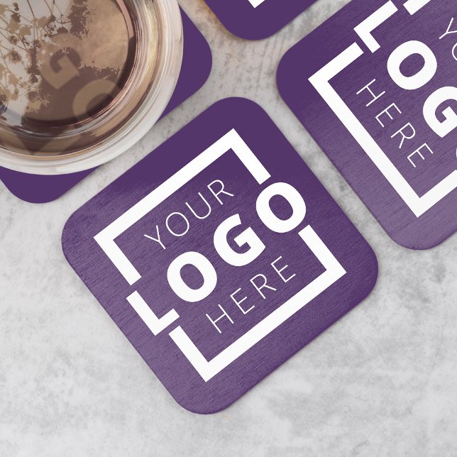 Custom Promotional Business Logo Branded Purple Square Paper Coaster (Creator Uploaded)