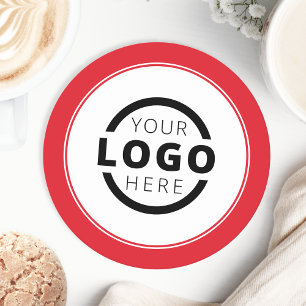 Custom Promotional Business Logo Branded Red Round Paper Coaster