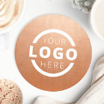 Custom Promotional Business Logo Branded Rose Gold Round Paper Coaster<br><div class="desc">Easily personalise this coaster with your own company logo or custom image. You can change the background colour to match your logo or corporate colours. Customised promotional coasters with your business logo are great for corporate dinner events, or any event where paper coasters would be ideal. If you have a...</div>