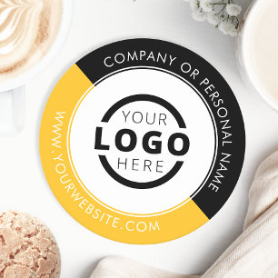 Custom Promotional Business Logo Branded Yellow Round Paper Coaster
