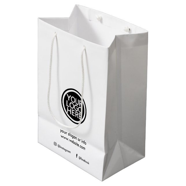 Custom Promotional Business Logo Medium Gift Bag (Front Angled)