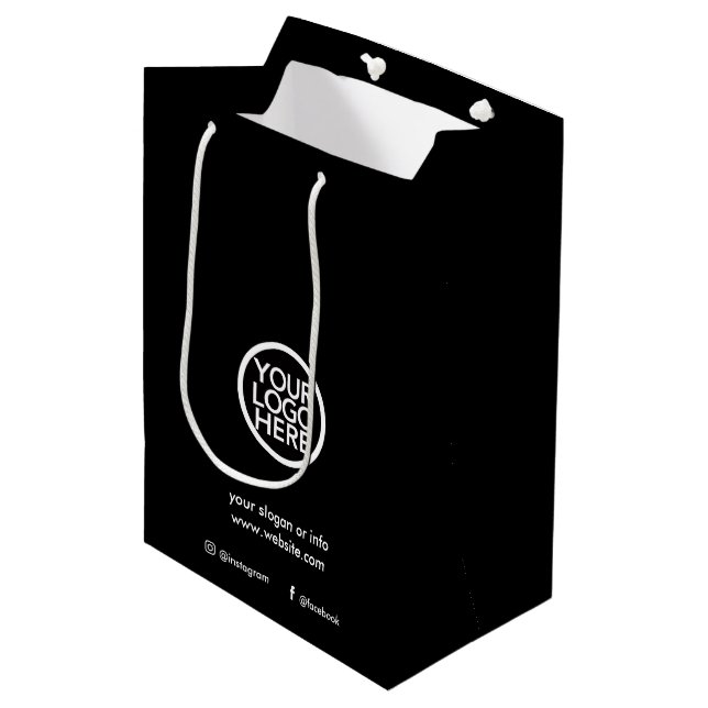 Custom Promotional Business Logo Medium Gift Bag (Front Angled)