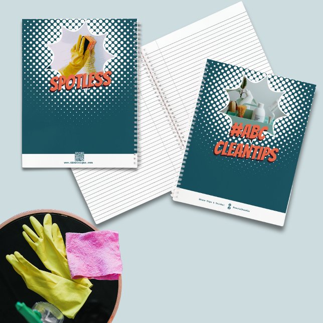 Custom Promotional #Hashtag Clean Tips Notebook (Custom Promotional #Hashtag Clean Tips Notebook - Photo Motto Social QR-code)