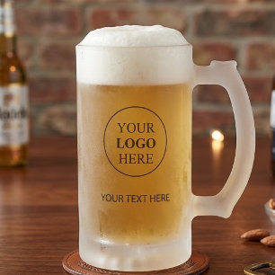 Custom Promotional Logo – No Minimum Order Frosted Glass Beer Mug