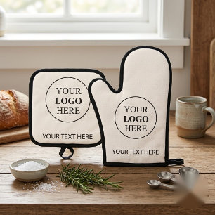 Custom Promotional Logo – No Minimum Order Oven Mitt & Pot Holder Set