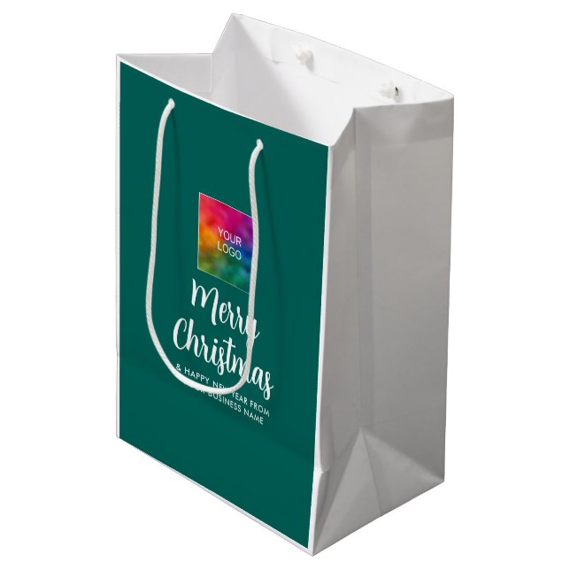 Custom Promotional Logo Template Merry Christmas Medium Gift Bag (Front Angled)