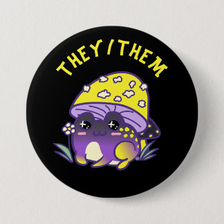 Custom Pronouns | Cottagecore LGBT Nonbinary Frog 7.5 Cm Round Badge