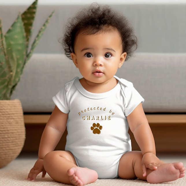 Custom Protected by [Pet's Name] Baby Bodysuit (Creator Uploaded)