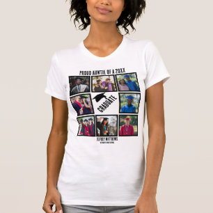 Custom Proud Auntie Graduation Photo Collage T-Shirt