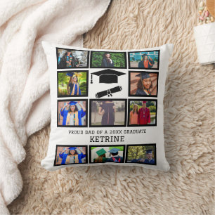 Custom proud dad of the graduate 11 photo collage cushion