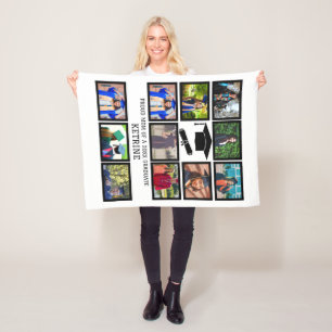 Custom proud dad of the graduate 11 photo collage  fleece blanket