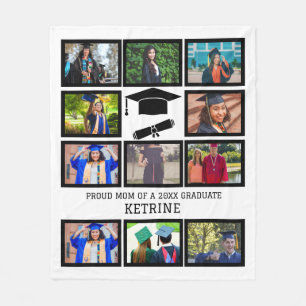 Custom proud dad of the graduate 11 photo collage fleece blanket