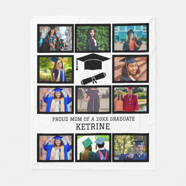Custom proud dad of the graduate 11 photo collage  fleece blanket (Front)