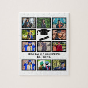 Custom proud dad of the graduate 11 photo collage  jigsaw puzzle