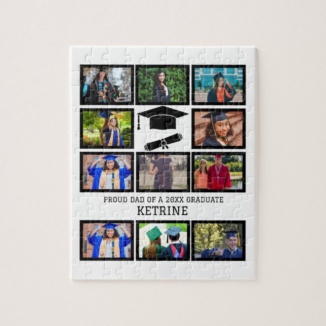 Custom proud dad of the graduate 11 photo collage  jigsaw puzzle (Vertical)