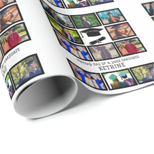 Custom proud dad of the graduate 11 photo collage  wrapping paper