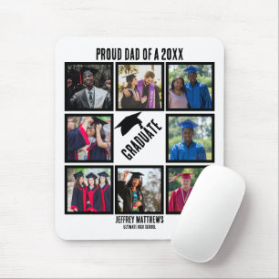 Custom Proud Dad of Year Graduation Photo Collage Mouse Mat