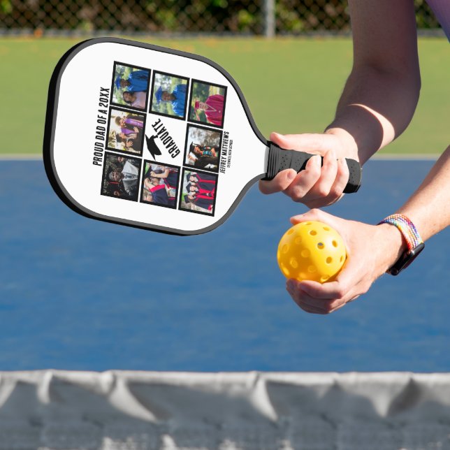 Custom Proud Dad of Year Graduation Photo Collage  Pickleball Paddle (Insitu)