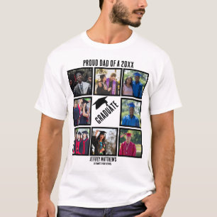 Custom Proud Dad of Year Graduation Photo Collage T-Shirt