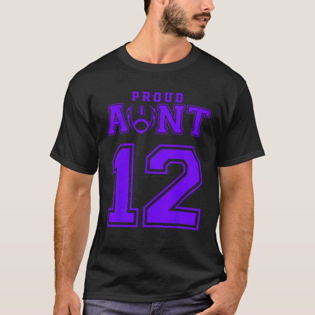 Custom Proud Football Aunt Number 12 P Personalize T-Shirt (Front)