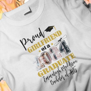 Custom Proud Girlfriend Photo 2024 Graduate T-Shirt