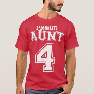 Custom Proud Volleyball Aunt Number 4 Personalized T-Shirt