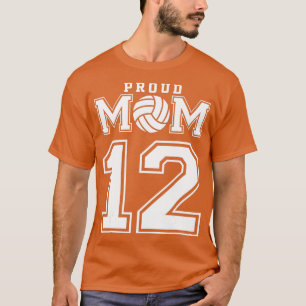 Custom Proud Volleyball Mom Number 12 Personalized T-Shirt