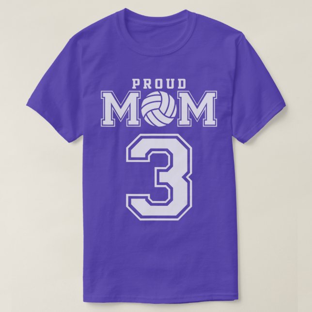 Custom Proud Volleyball Mom Number 3 Personalized  T-Shirt (Design Front)