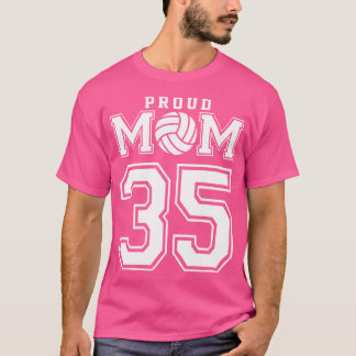 Custom Proud Volleyball Mum Number 35 Personalised T-Shirt