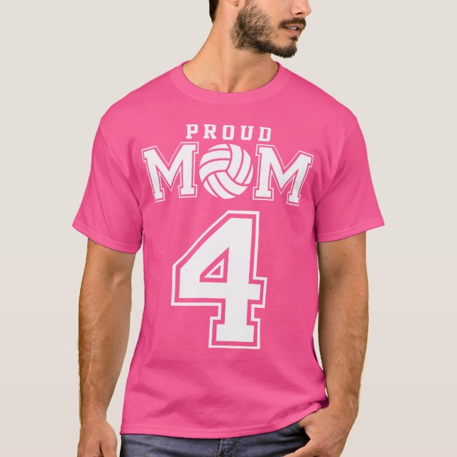 Custom Proud Volleyball Mum Number 4 Personalised  T-Shirt (Front)