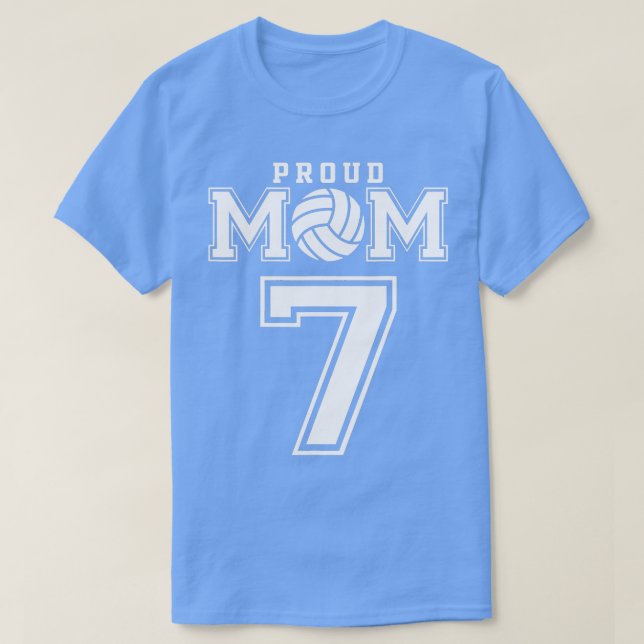 Custom Proud Volleyball Mum Number 7 Personalised  T-Shirt (Design Front)