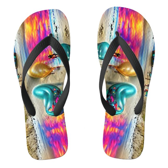 Custom Psychedelic Balloons Colourful Flip Flopss Flip Flops (Footbed)