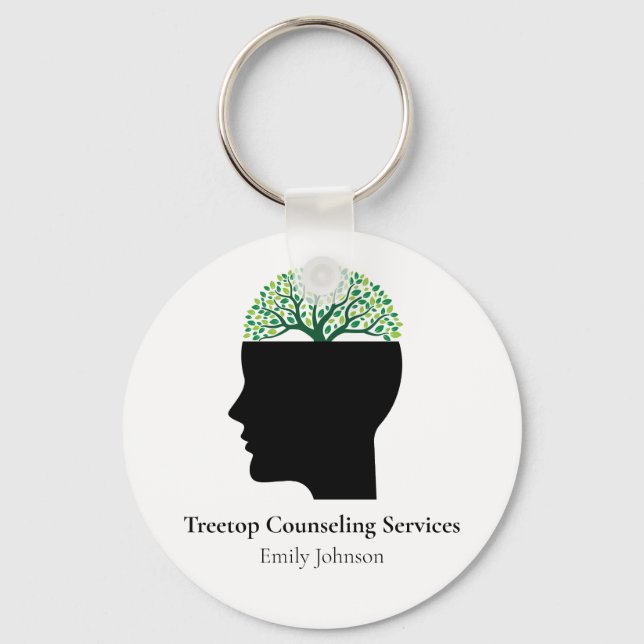Custom Psychologist Therapy Tree Modern Counsellor Key Ring (Front)