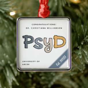 Custom PsyD Doctor of Psychology Graduation Chic Metal Tree Decoration