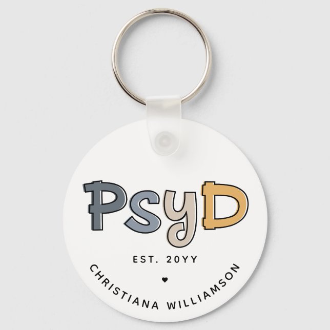 Custom PsyD Doctor of Psychology Psychologist Key Ring (Front)