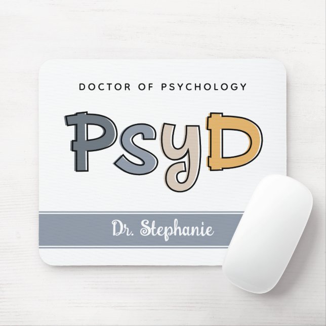 Custom PsyD Doctor of Psychology Psychologist Mouse Mat (With Mouse)