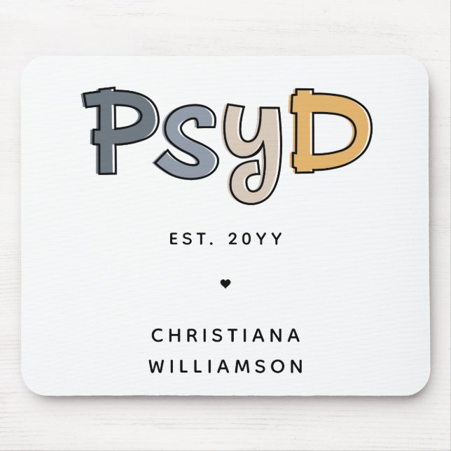 Custom PsyD Doctor of Psychology Psychologist Mouse Mat (Front)