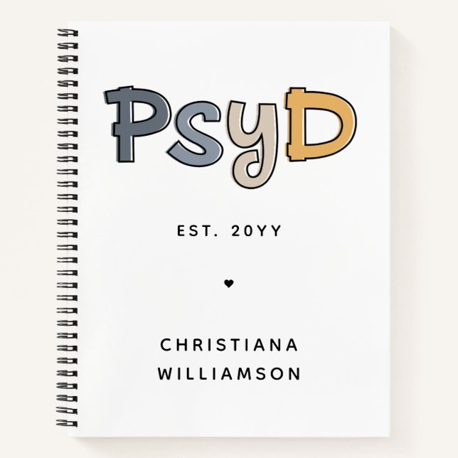 Custom PsyD Doctor of Psychology Psychologist Notebook (Front)