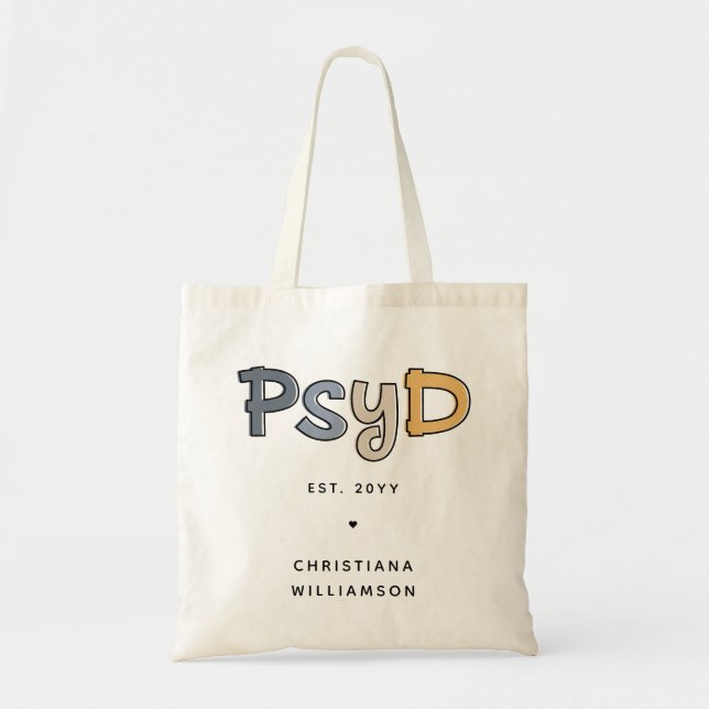 Custom PsyD Doctor of Psychology Psychologist Tote Bag (Front)