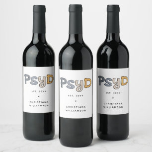 Custom PsyD Doctor of Psychology Psychologist Wine Label