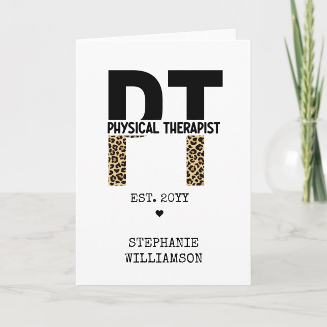 Custom PT Physical Therapist Cheetah Print Card (Front)
