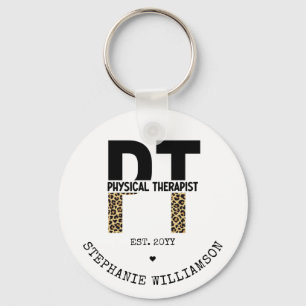 Custom PT Physical Therapist Cheetah Print Key Ring