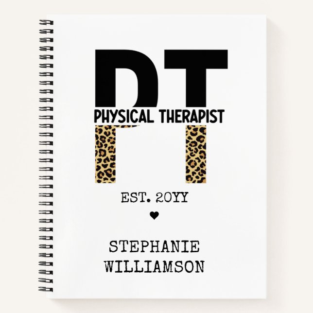 Custom PT Physical Therapist Cheetah Print Notebook (Front)