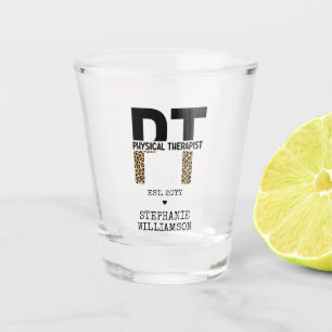Custom PT Physical Therapist Cheetah Print Shot Glass
