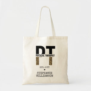 Custom PT Physical Therapist Cheetah Print Tote Bag