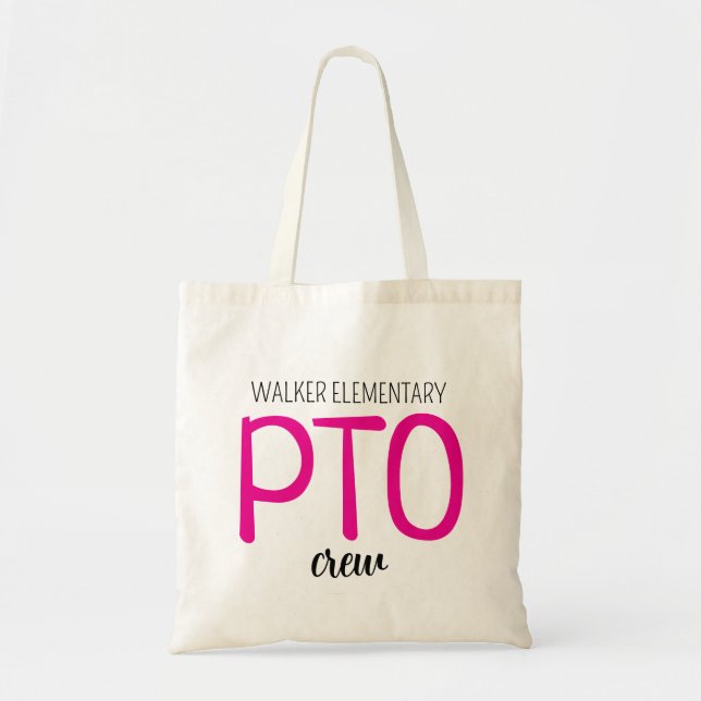 Custom PTO Crew Bag, Parent Teacher Organisation T Tote Bag (Front)