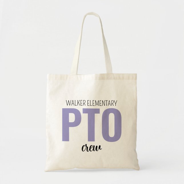 Custom PTO Crew Bag, Parent Teacher Organisation T Tote Bag (Front)